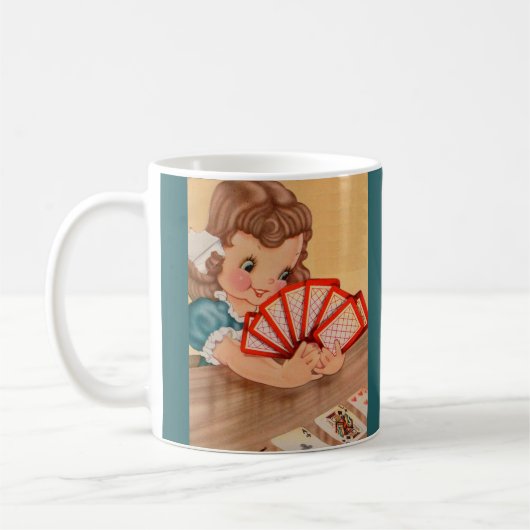 Mug adorable petite fille des années 1950 jouant aux c (Gauche)