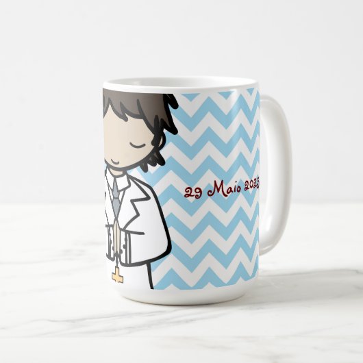 Mug Adorable Premier Saint Communion brune garçon (Devant droit)