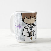 Mug Adorable Premier Saint Communion brune garçon (Devant gauche)