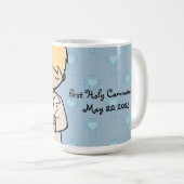 Mug Adorable Première sainte communion nom bleu garçon (Devant droit)