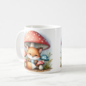 Mug Adorable Renard Bébé Sous Parapluie Champignons (Devant gauche)
