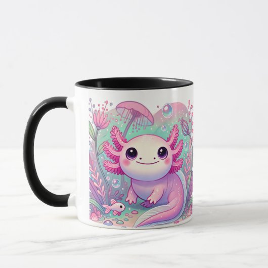 Mug Adorable rose Axolotl mignon Kawaii Créature (Gauche)