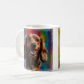 Mug Adorable souriant Dachshund Portrait Artistique (Devant gauche)