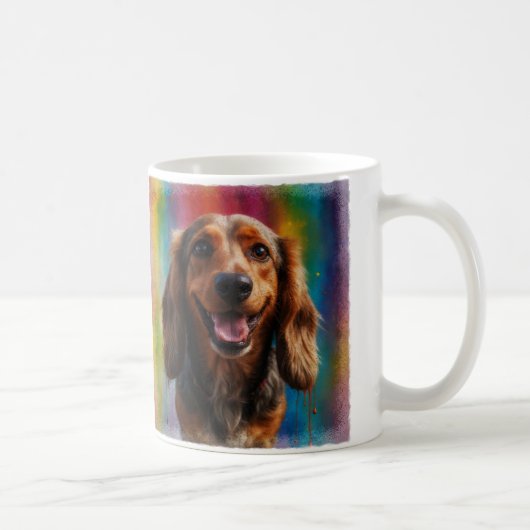 Mug Adorable souriant Dachshund Portrait Artistique (Droite)