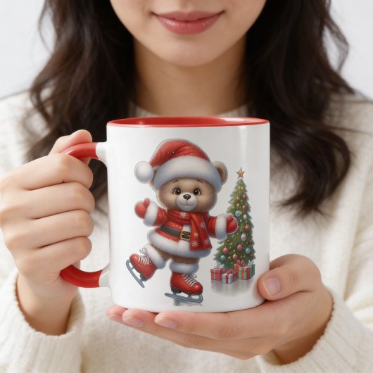 Mug Adorable taza con osito y árbol de Navidad 