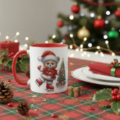 Mug Adorable taza con osito y árbol de Navidad 