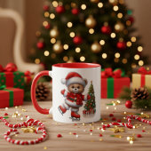 Mug Adorable taza con osito y árbol de Navidad 