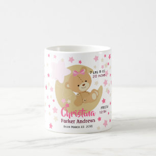 Mug Adorable Teddy Bear Baby Girl Stats de naissance