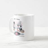 Mug Adorable Valentine Aquarelle Ice Pêche Penguins (Devant gauche)