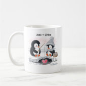 Mug Adorable Valentine Aquarelle Ice Pêche Penguins (Gauche)