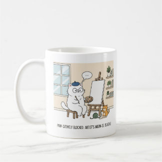 Mug Adorable White Cat Artist Block Kitten Muse Studio