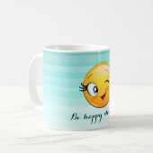 Mug Adorable Winking Emoji Face-Be heureux toujours (Devant gauche)
