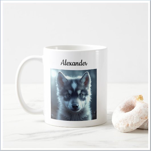 Mug Adorable Wolf Baby in the Moonlight