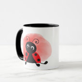 Mug adorant la coccinelle accro ajouter du texte (Devant gauche)
