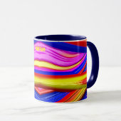 Mug ADRIAN ~ Zany 3D Fractal ~ Rose, Jaune et Bleu (Devant droit)