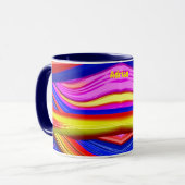 Mug ADRIAN ~ Zany 3D Fractal ~ Rose, Jaune et Bleu (Devant gauche)