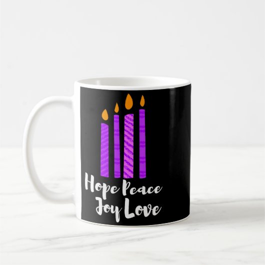 Mug Advent Evergreen Wreath Candles Hope Peace Joy Lov (Gauche)