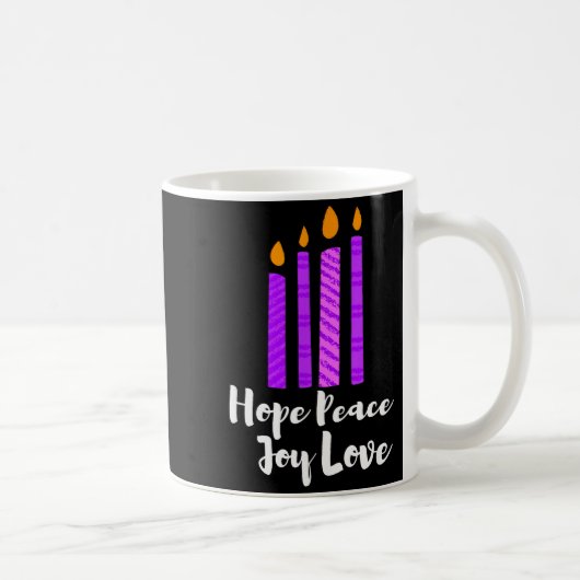 Mug Advent Evergreen Wreath Candles Hope Peace Joy Lov (Droite)