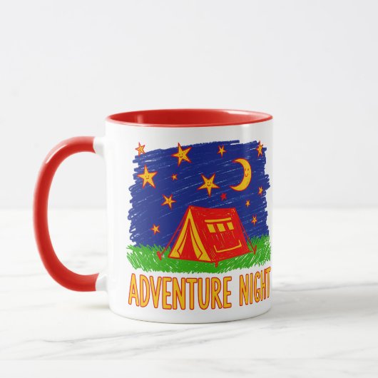 Mug Adventure Night Camping Tent Kids Drawing (Gauche)