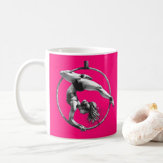Mug Aerial Hoop Lyra Nom Personnalisable Rose (Avec donut)