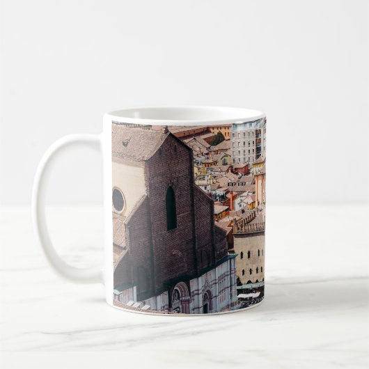 Mug Aerial view of Piazza Maggiore square and San Petr (Gauche)
