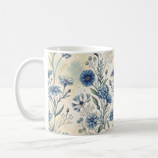 Mug Aesthetic Blue Wildflowers (Gauche)