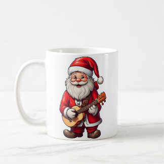 Mug Aesthetic Christmas Santa Playing Ukulele Music Te