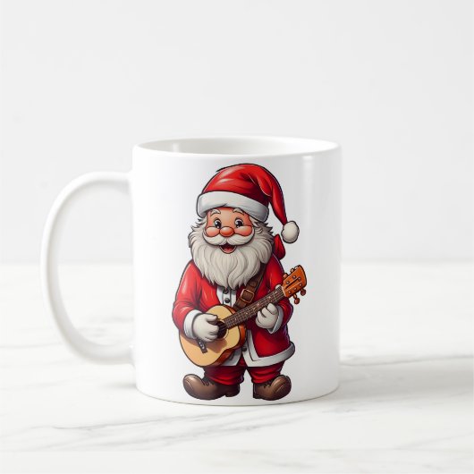 Mug Aesthetic Christmas Santa Playing Ukulele Music Te (Gauche)