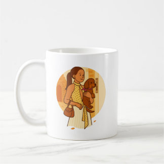 Mug Aesthetic Dog Mom Holding Puppy Illustration