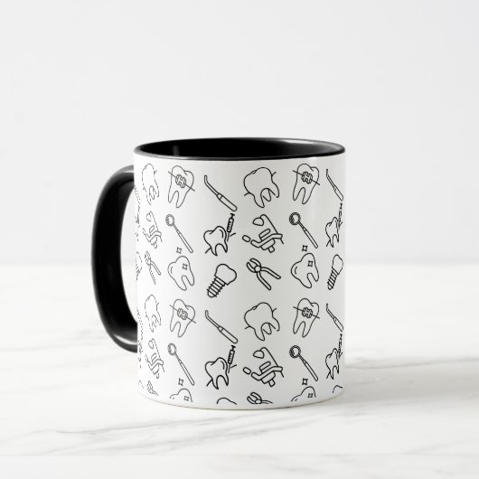 Mug Aesthetic Minimalist Dental Icons Pattern Coffee  (Devant gauche)
