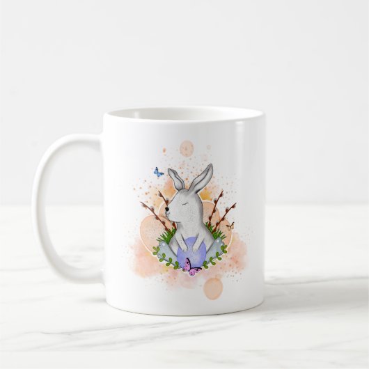 Mug Aesthétique Whimsy Charme Aquarelle Bunny Egg Past (Gauche)