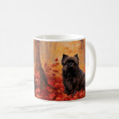 Mug Affenpinscher en automne Feuilles automne Inspiré (Devant droit)