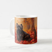 Mug Affenpinscher en automne Feuilles automne Inspiré (Devant gauche)
