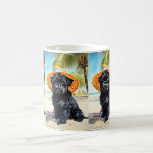 Mug Affenpinscher sur la plage, cadeau d'été pour les  (Centre)
