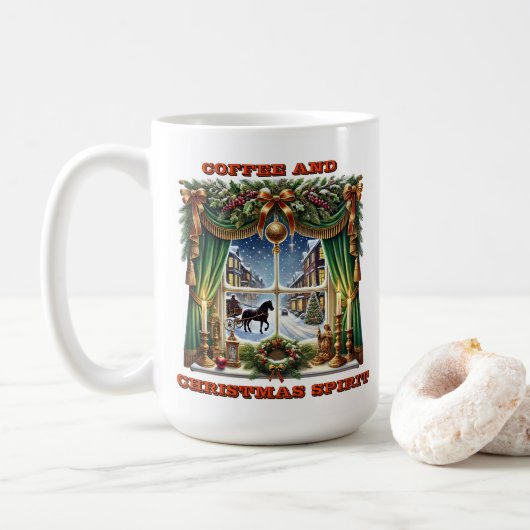 Mug Affichage de la fenêtre Festive de Noël (Avec donut)