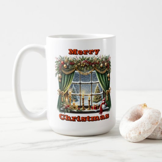 Mug Affichage de la fenêtre Festive radiante (Avec donut)