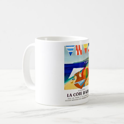 Mug Affiche 1957 de voyage de Français de Cote d'Azur (Devant gauche)