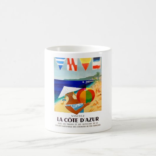 Mug Affiche 1957 de voyage de Français de Cote d'Azur (Centre)