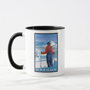 Mug Affiche admirative de Vintage voyage de skieur