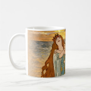 Mug Affiche Art Nouveau Elsa Lohengrin avec des cygnes