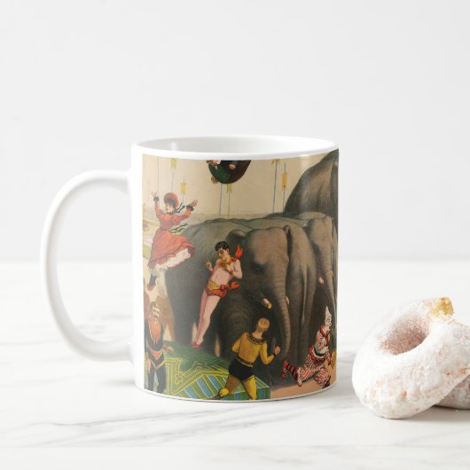 Mug Affiche De Cirque D'acrobates Qui Sautillent Sur L (Avec donut)