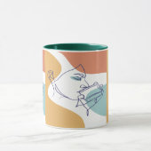 Mug affiche de dessin au trait de femme buvant du café (Centre)