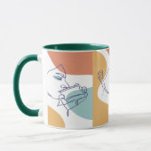 Mug affiche de dessin au trait de femme buvant du café (Gauche)
