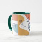 Mug affiche de dessin au trait de femme buvant du café (Devant gauche)