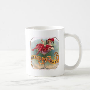 Mug Affiche de femme vintage dans un verre à champagne