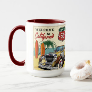 Mug Affiche de la route 66 "Bienvenue en Californie",