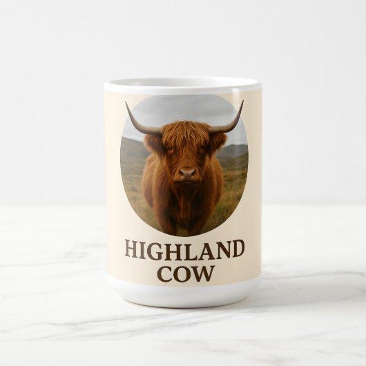 Mug Affiche de portrait de vache des Highlands avec "V (Centre)