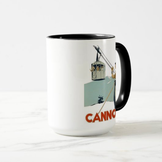 Mug Affiche de ski de canon (Devant droit)