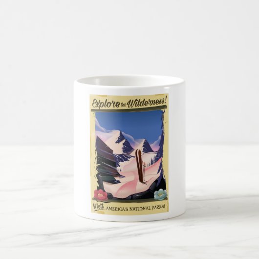 Mug Affiche de ski Explore the Wilderness! (Centre)