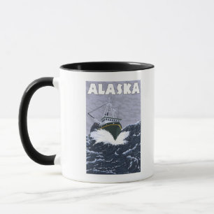 Mug Affiche de Vintage voyage de bateau d'AlaskaCrab